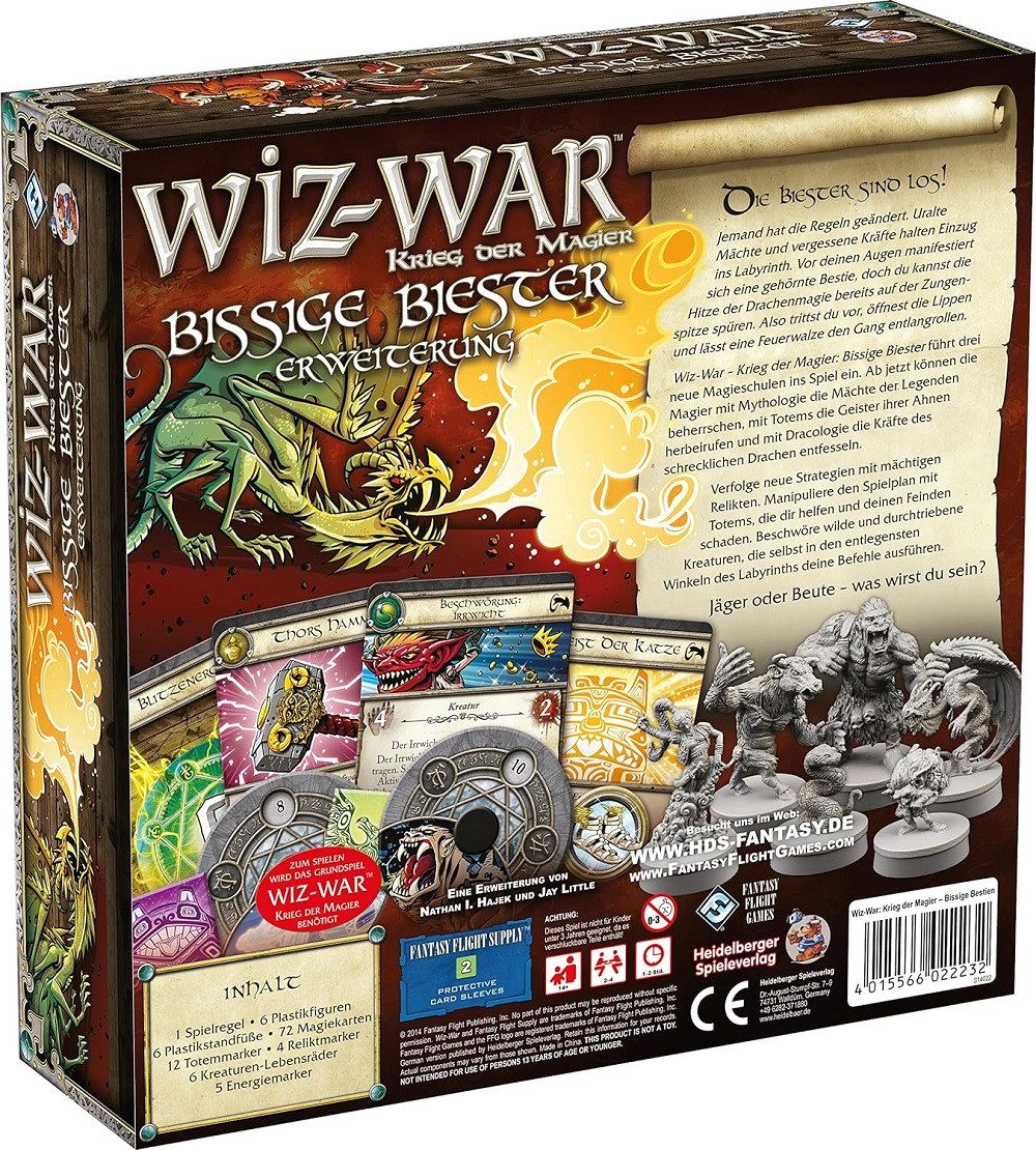 Asmodee Spiel Wiz-War Bissige Biester - Erweiterung - Spielbrett / Figuren, Deutsch / taktisches Kartenspiel