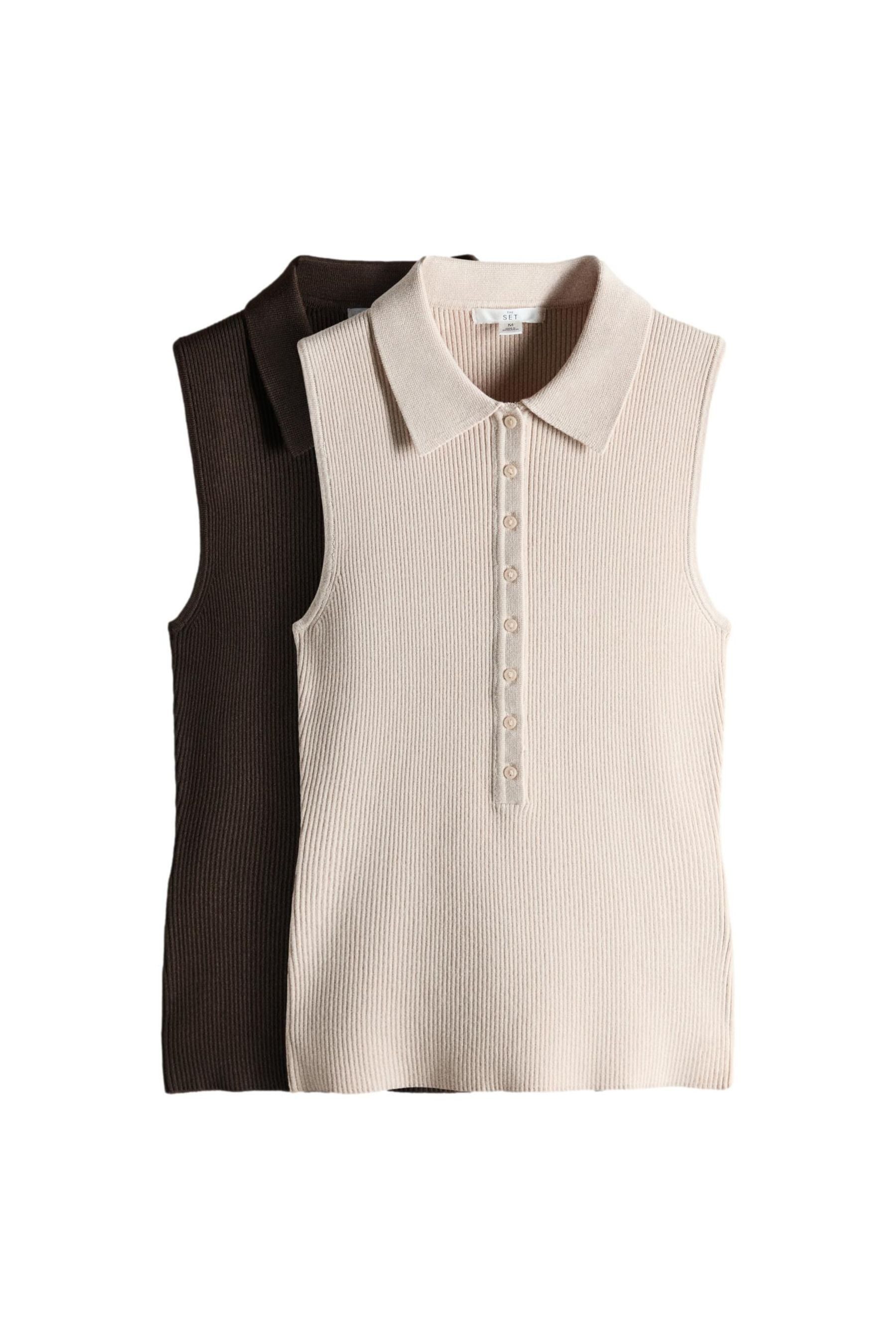 The Set Blusentop The Set Gerippte Strick-Poloträgertops, 2er-Pack (2-tlg) günstig online kaufen