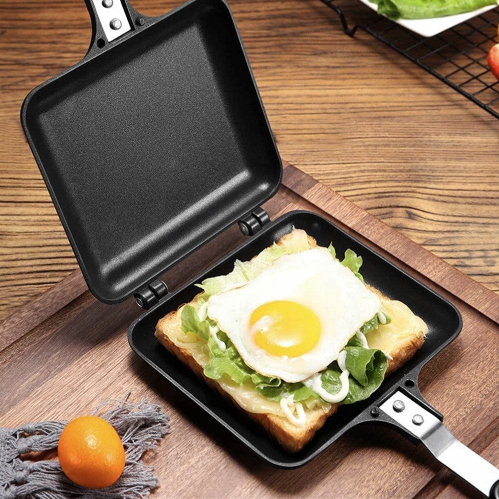 HAUSS SPOLE Sandwichzange Manuell Flaches Backblech Sandwicheisen Waffeleisen Doppelseitenpfanne, für Omelett Toast Waffeln Frühstück Haus Küche Camping Outdoor
