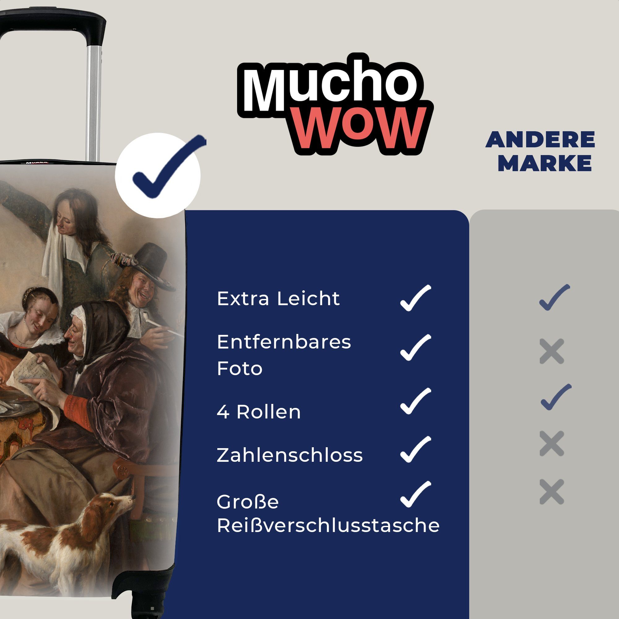 früh Ferien, wie so Handgepäck Reisekoffer für spät geguckt rollen, Handgepäckkoffer MuchoWow Jan mit Rollen, 4 Reisetasche gesungen, wie Steen, So - Trolley,