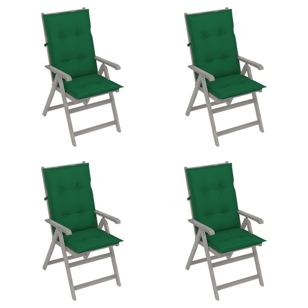 furnicato Gartenstuhl Verstellbare Gartenstühle 4 Stk. mit Auflagen Massivholz Akazie