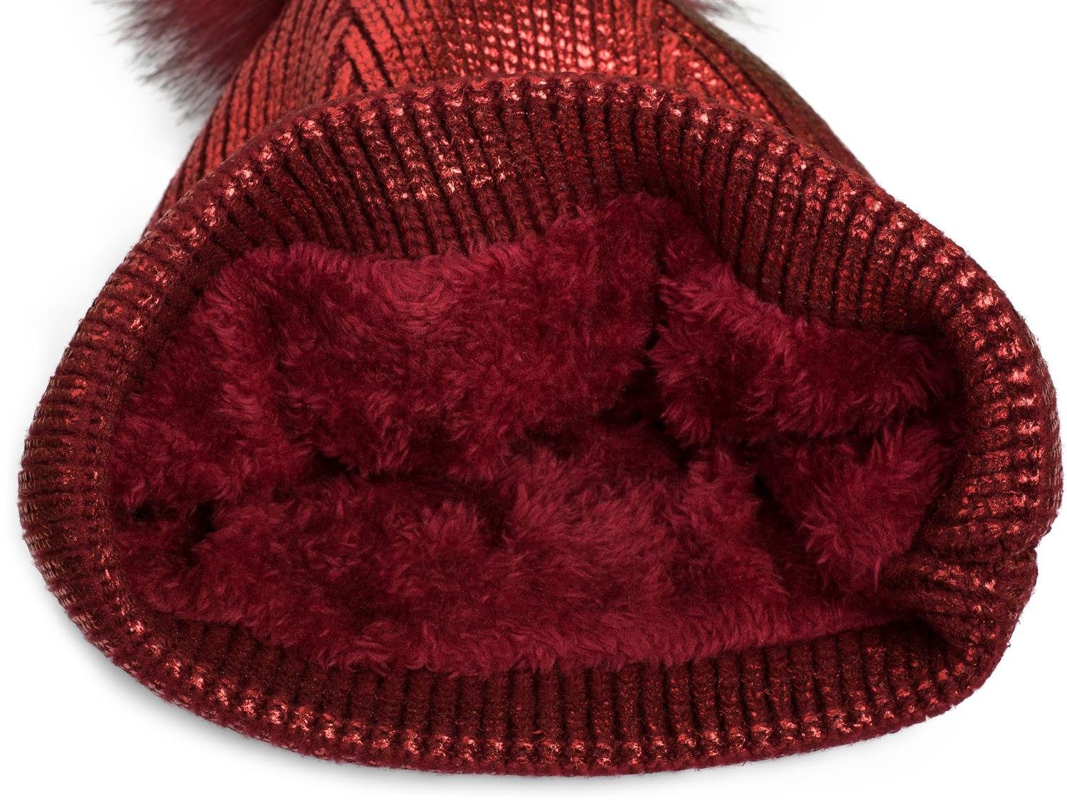 styleBREAKER Bommelmütze Metallic Winter Strick Bommelmütze (1-St) günstig online kaufen