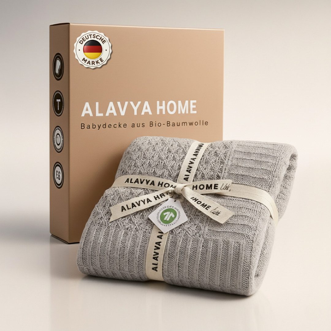 Babydecke Strickdecke 75x100 cm aus 100% Bio Baumwolle, Alavya Home®, Herbs günstig online kaufen