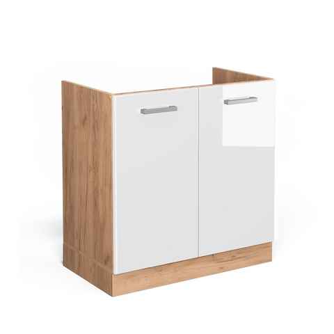 Vicco Spülenunterschrank Küchenunterschrank R-Line 80 cm Goldkraft Weiß Landhaus