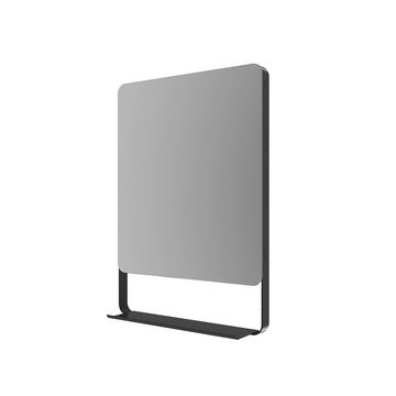 AQUALAVOS Wandspiegel Badspiegel Schwarz matt Rahmen Wandspiegel mit Ablage Dekospiegel, Geeignet für Bad, Schlafzimmer, Wohnzimmer usw (Ohne Beleuchtung)