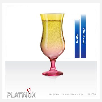 PLATINUX Cocktailglas Cocktailgläser Gelb-Rosa, Glas, Bunt 400ml (max. 470ml) Longdrinkgläser Partygläser Milkshake Groß