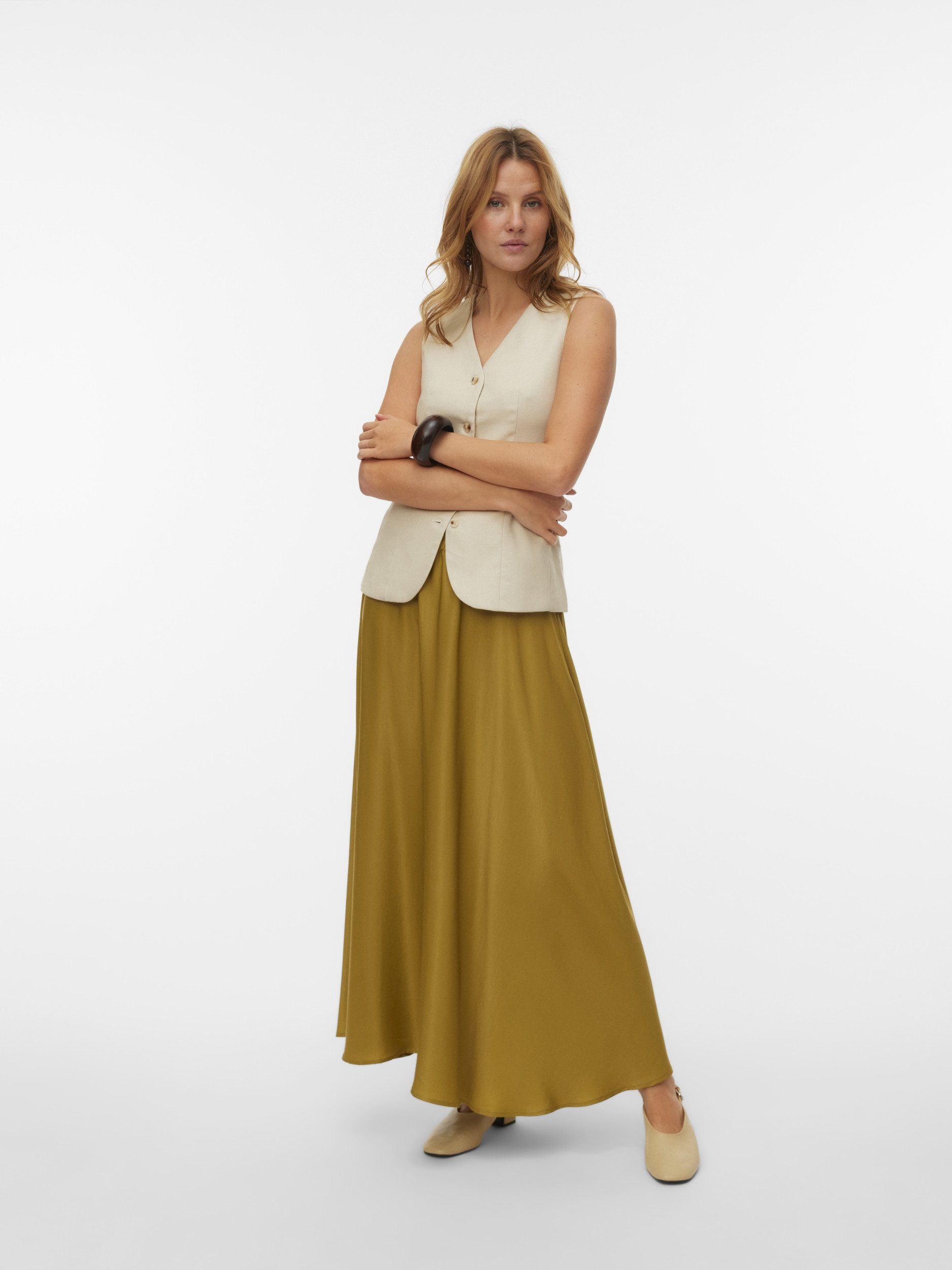 Vero Moda A-Linien-Rock VMMIRA ANKLE SKIRT WVN, Willow