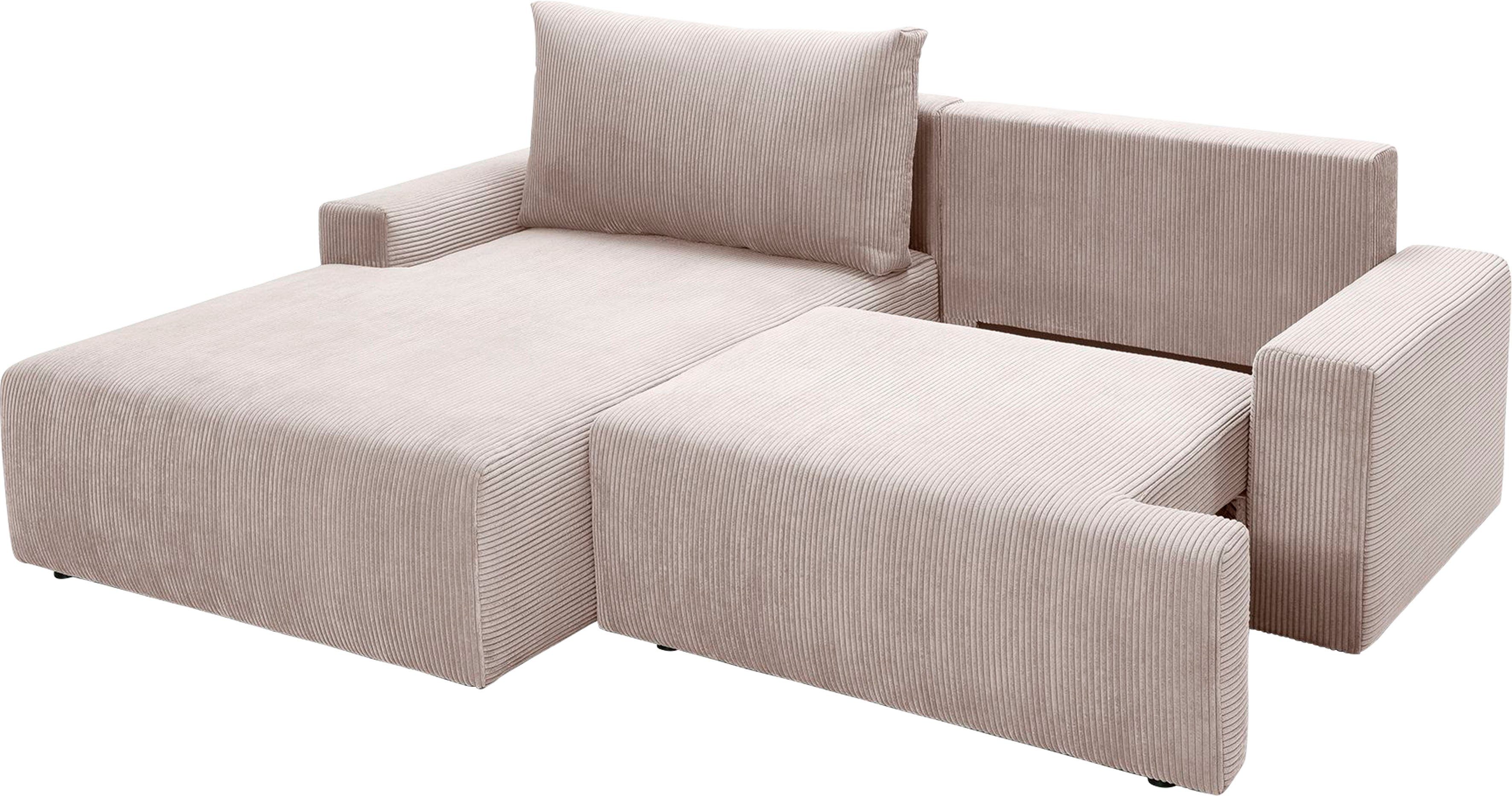 exxpo - sofa fashion in beige Bettfunktion Orinoko, Bettkasten Ecksofa verschiedenen Cord-Farben inklusive und