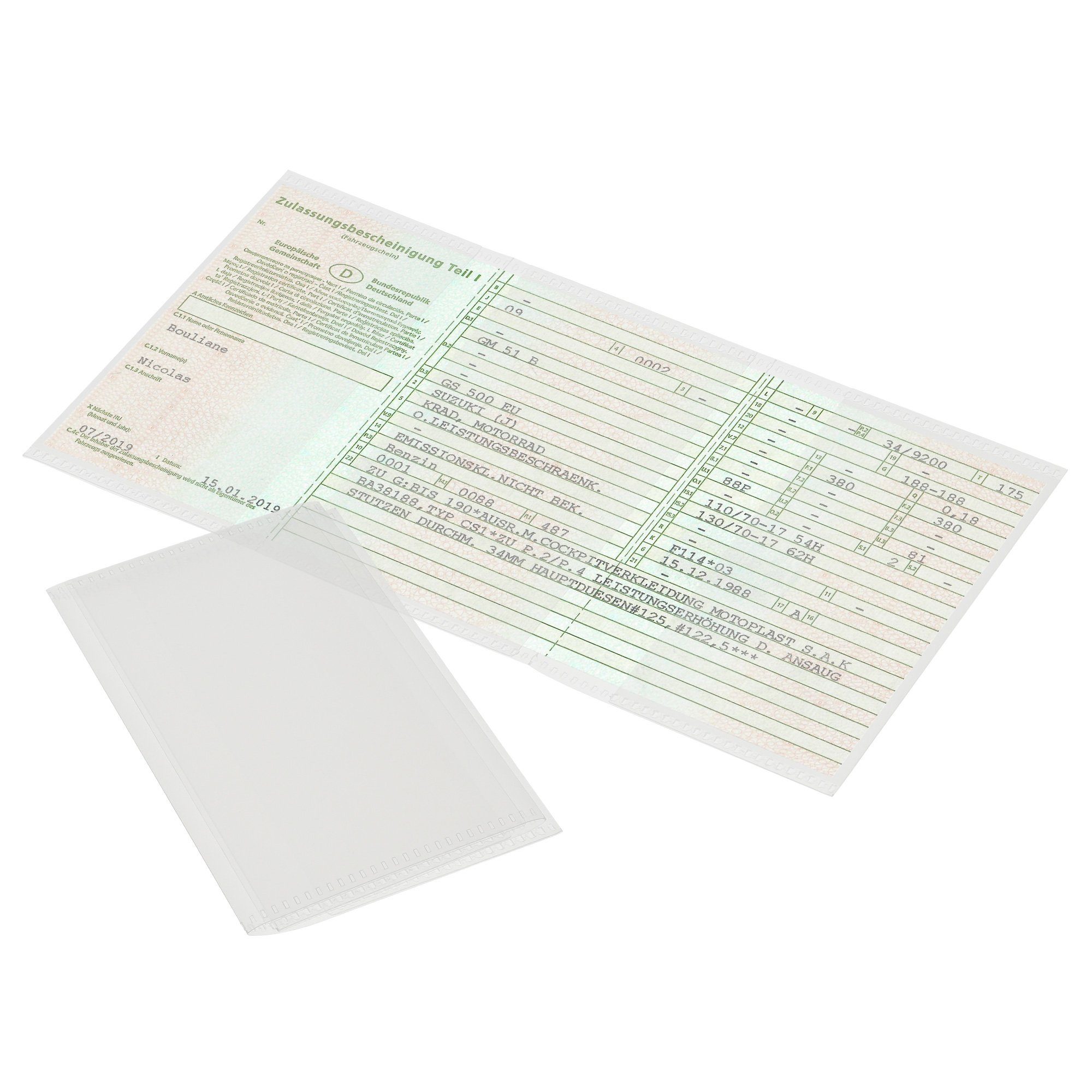 kwmobile Sleeve, Fahrzeugschein Hülle faltbar - 2x Kunststoff Schutzhülle  für KFZ Schein Führerschein - Mappe Schutzfolie in Matt Transparent