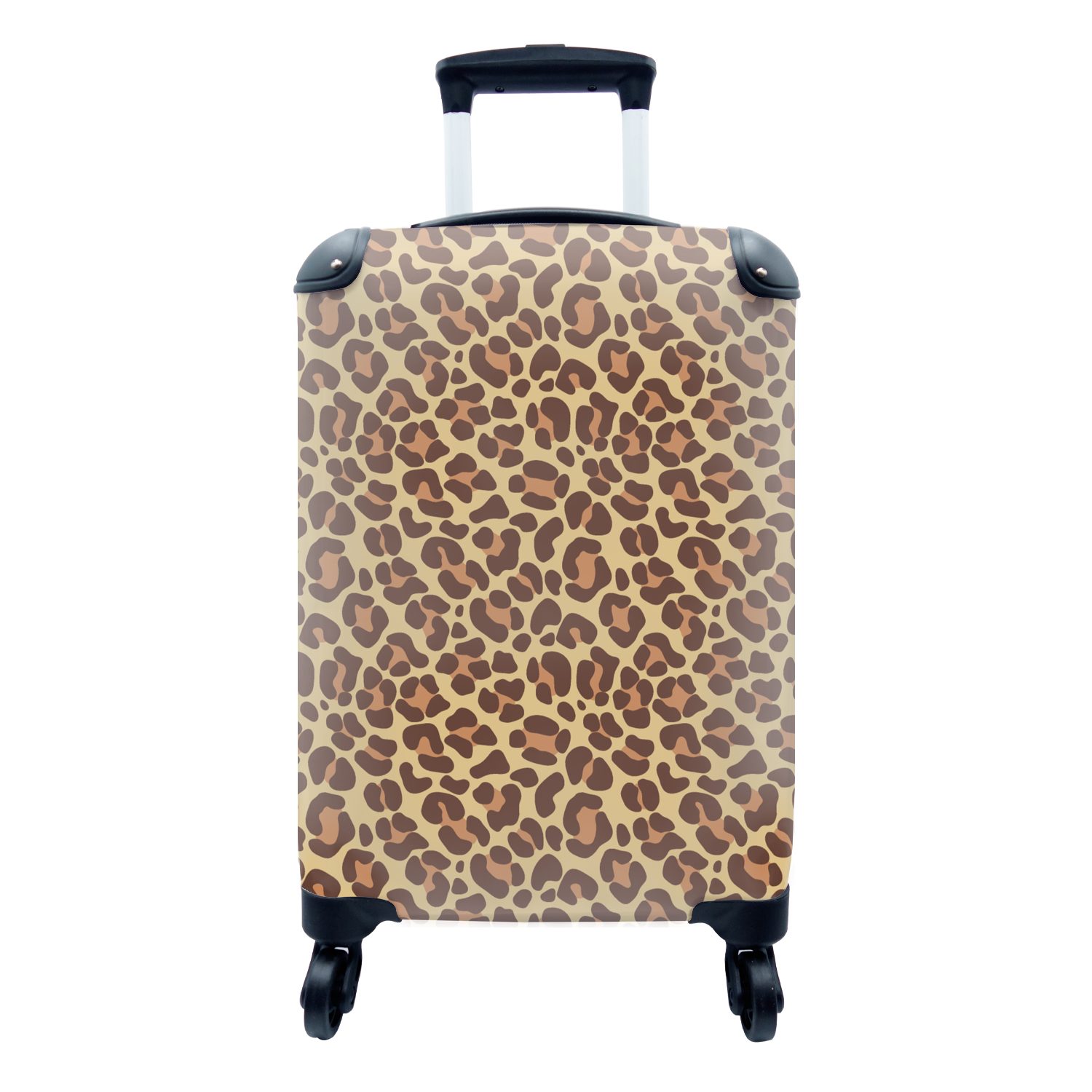 Leopard - 4 - Muster Reisekoffer rollen, Handgepäckkoffer Handgepäck Trolley, Ferien, Rollen, mit Reisetasche Pelz, MuchoWow für