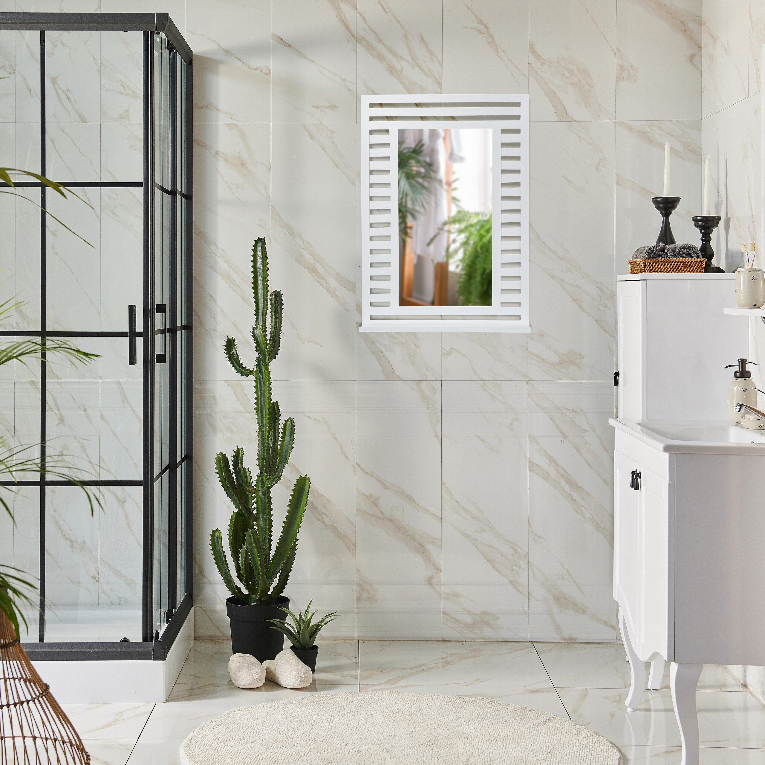 relaxdays Badspiegel mit Ablage in Weiß günstig online kaufen