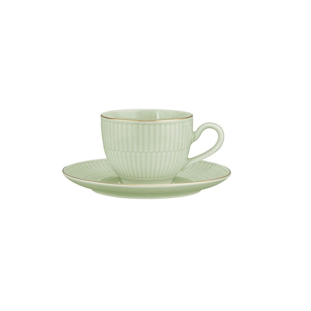 Seltmann Weiden Untertasse Seltmann Weiden Amina seladon/Goldrand Kombi-Untertasse groß 16 cm – Bild 4 von 5