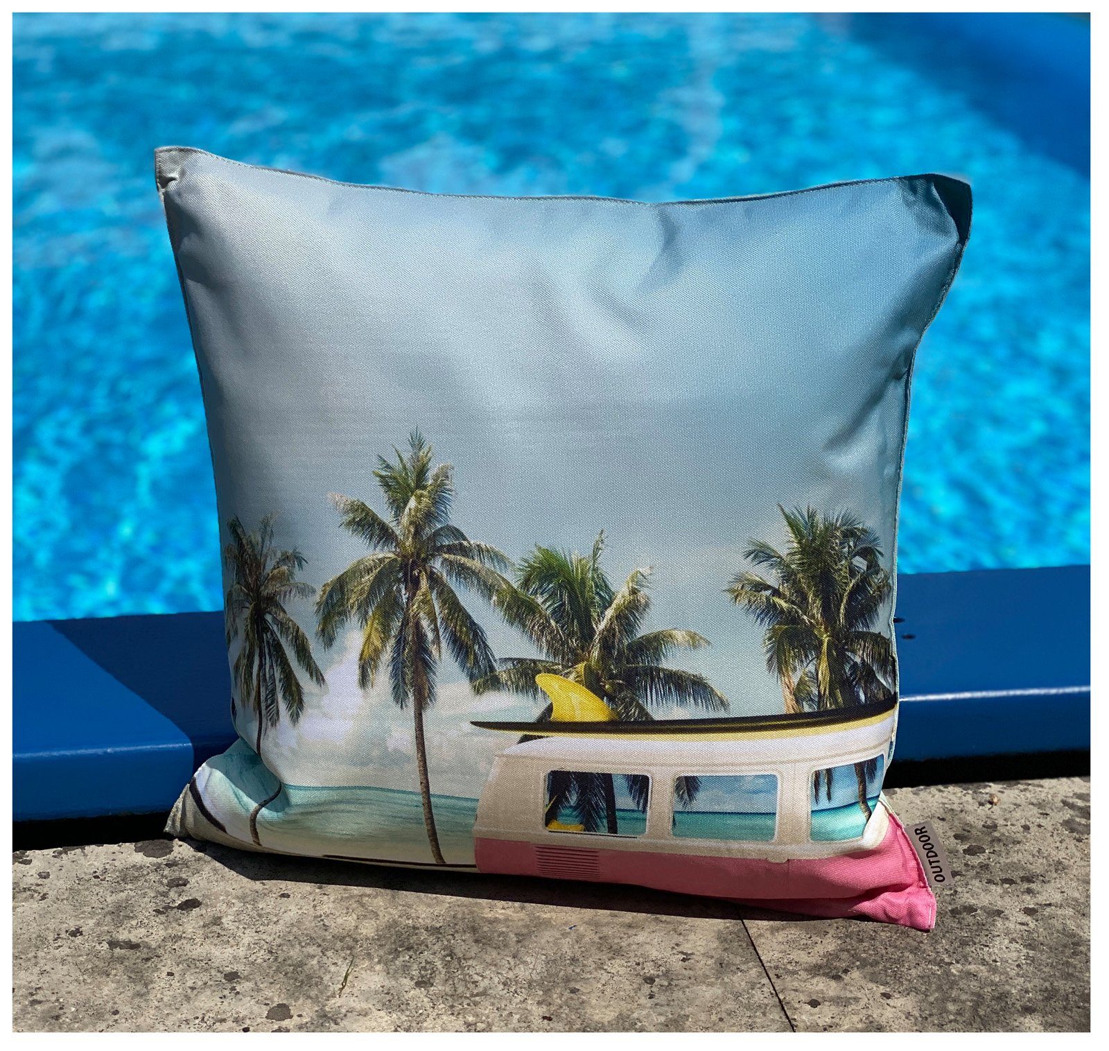 wasserabweisend, inkl. Deko Dekokissen und heimtexland Lotus Effekt, Garten 45x45 Outdoor Beach-Bulli schmutz- Füllung Kissen, Outdoorkissen