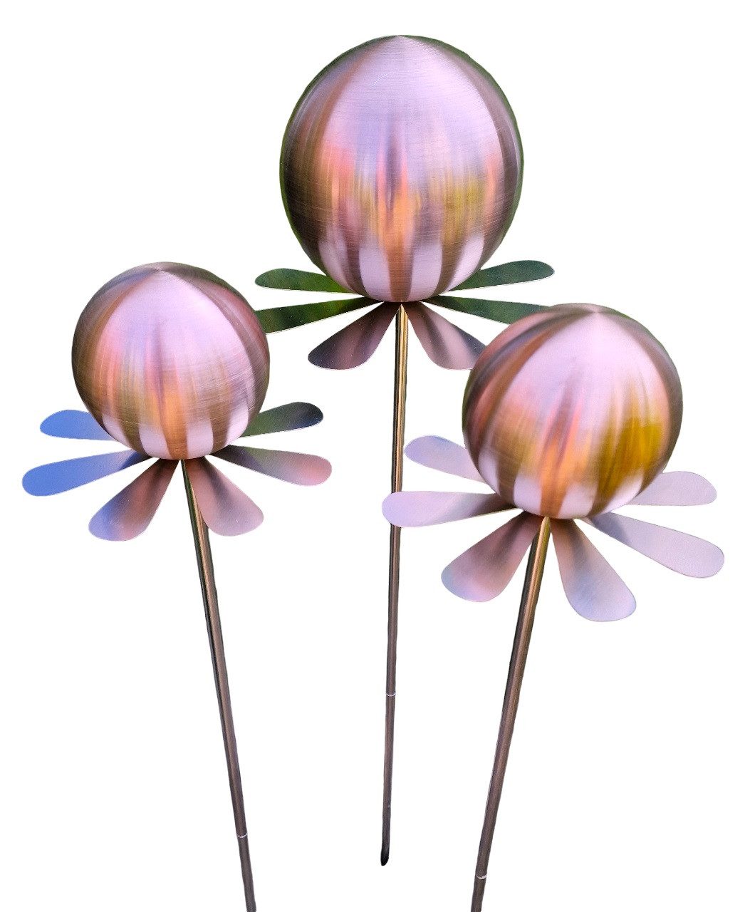 Jürgen Bocker - Gartenambiente Gartenstecker Blütenzauber Rotterdam Rosenkugel Edelstahl 3er Set mit Stab 80 cm