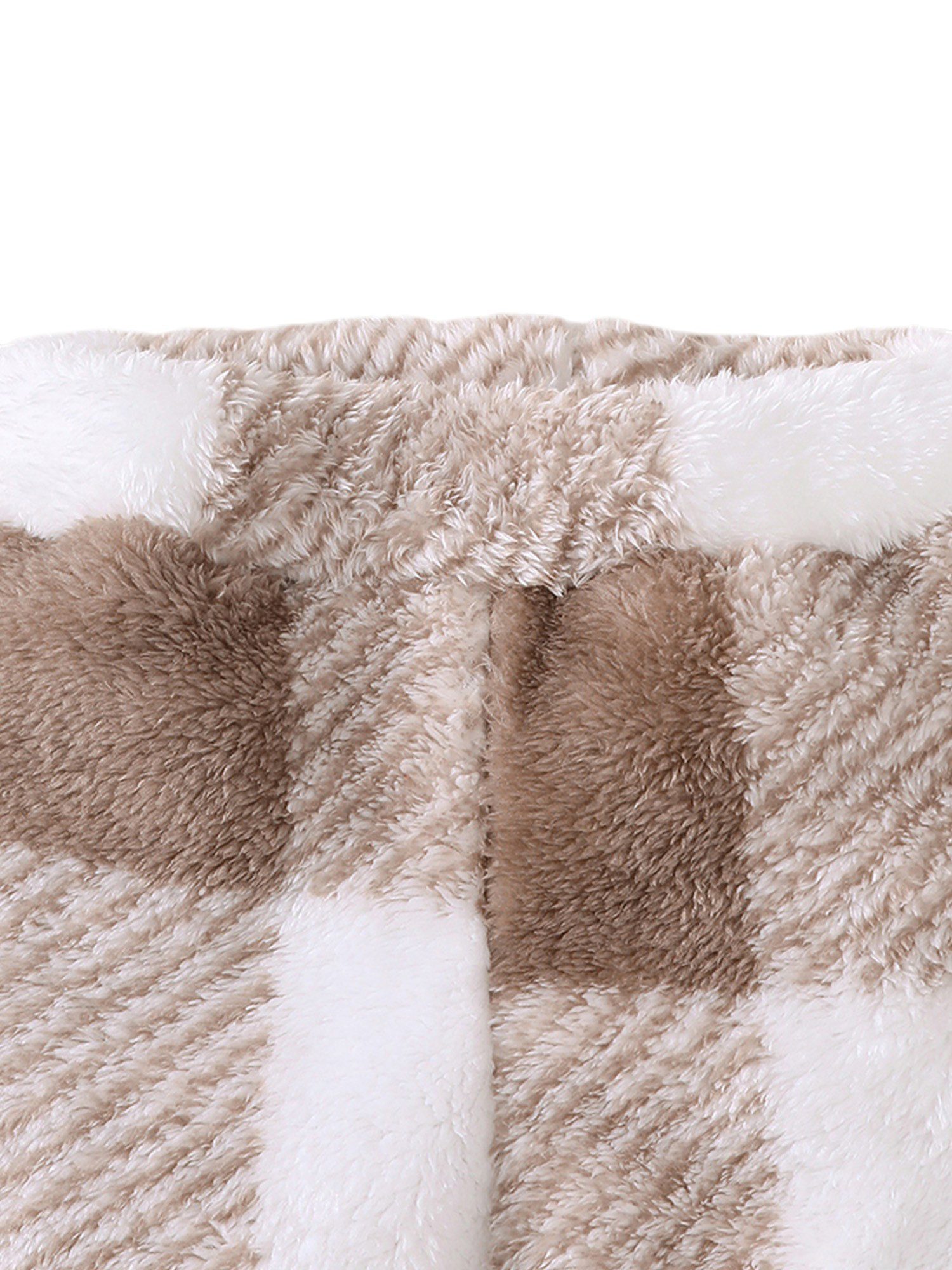 Gluckids Unisex Baby Warm and Comfortable Plush Outfit with Check Pattern for Autumn/Winter (2-Piece Set) Long-Sleeved Sweater & Pants, Casual Loungewear Set