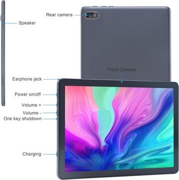 Veidoo 12GB RAM WiFi 6, BT 5.0, G+G Glass IPS Touch Screen Tablet (10,1", 128 GB, Android 13, Leistungsstarkes Multifunktionsgerät für digitale Vielseitigkeit)