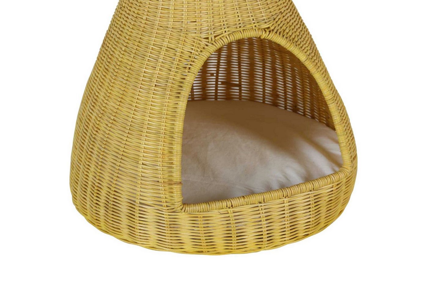 Thumbnail - Casa Moro Katzenzelt Rattan Katzenhaus TIPI mit Kissen 40x62 cm, aus Naturrattan handgeflochtene Katzenhöhle mit Polster...