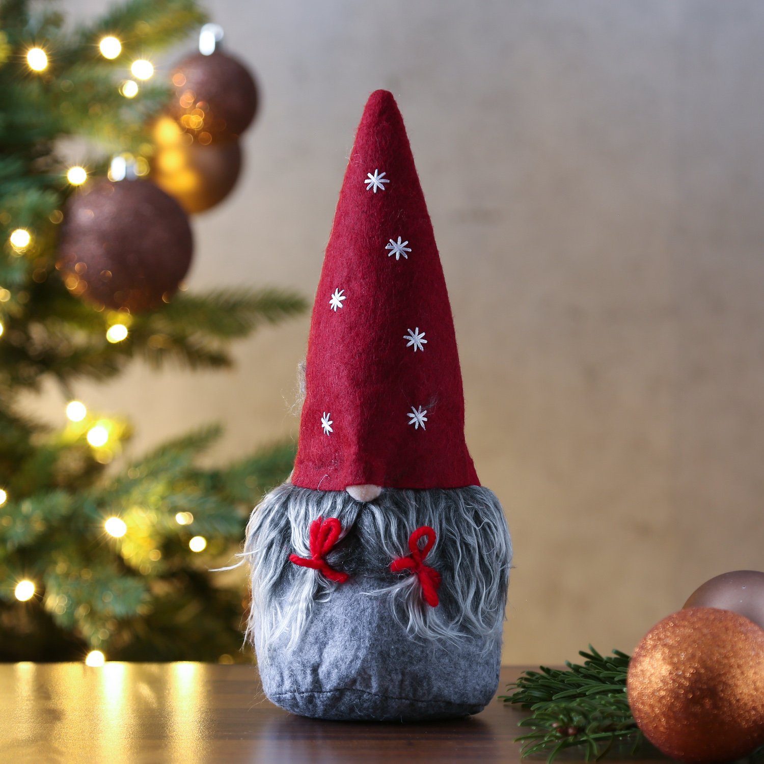 Weihnachtsfigur Zöpfe Wichtel St) Mütze MARELIDA ALVA 25,5cm (1 Weihnachtsfigur Dekofigur rote