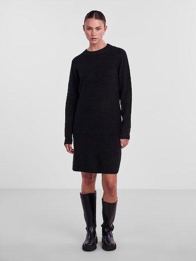 KNIT pieces DRESS LS BC Black O-NECK NOOS PCELLEN Strickkleid