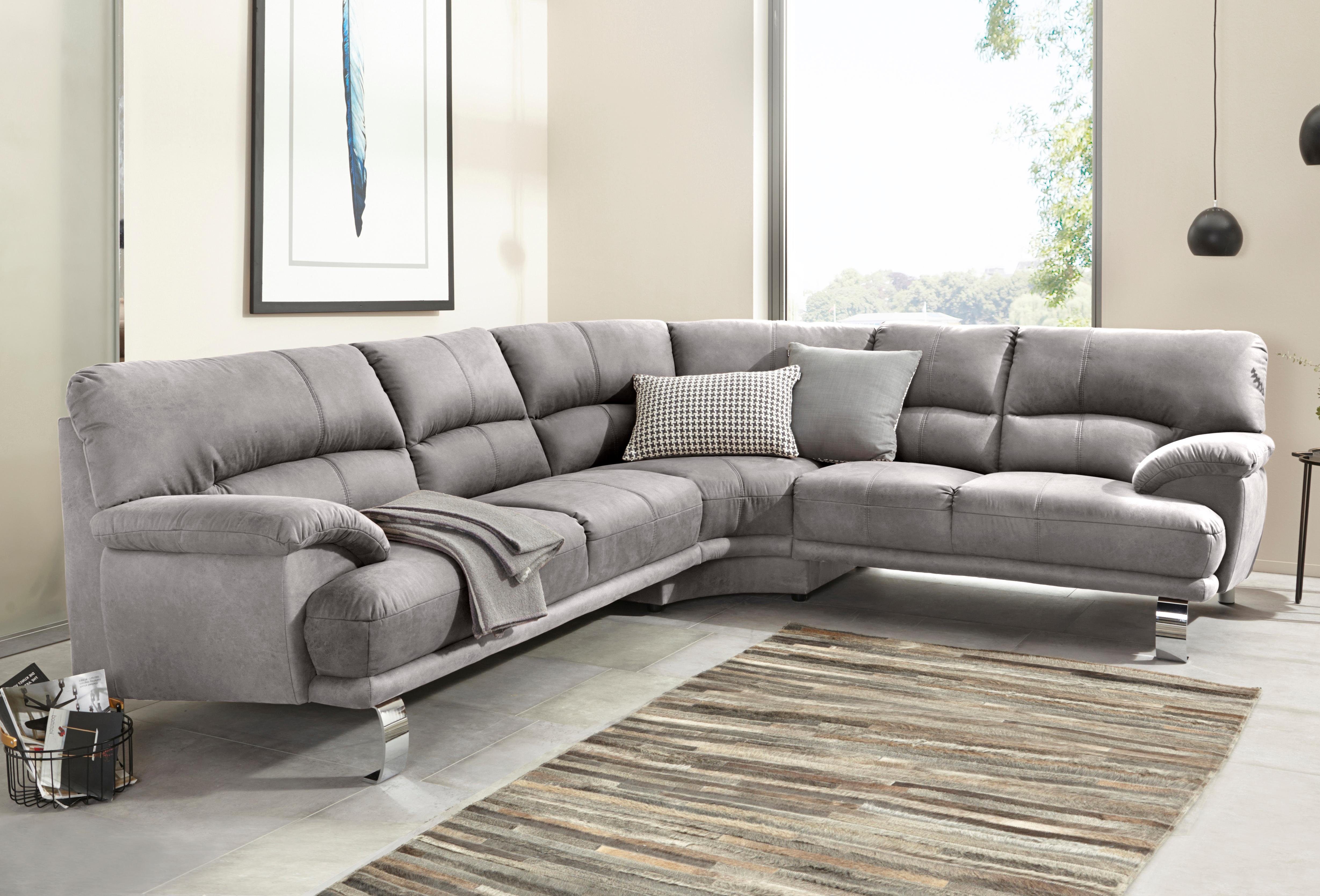 TRENDMANUFAKTUR Ecksofa Cecilia II, in italienischen Design, bequem, hoher Sitzkomfort, L-Form, extrabreite Armlehnen für noch mehr Sitzkomfort