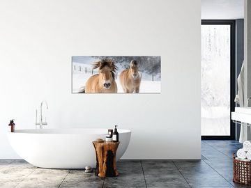 Pixxprint Glasbild Pferd im Schnee, Pferd im Schnee (1 St), Glasbild aus Echtglas, inkl. Aufhängungen und Abstandshalter