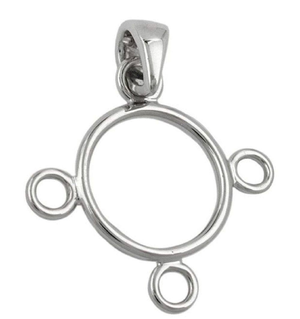 Damen für 925 mm, unbespielt rhodiniert glänzend und Ring Silber Charm Kettenanhänger Einhänger Anhänger für 21 Herren Silberschmuck
