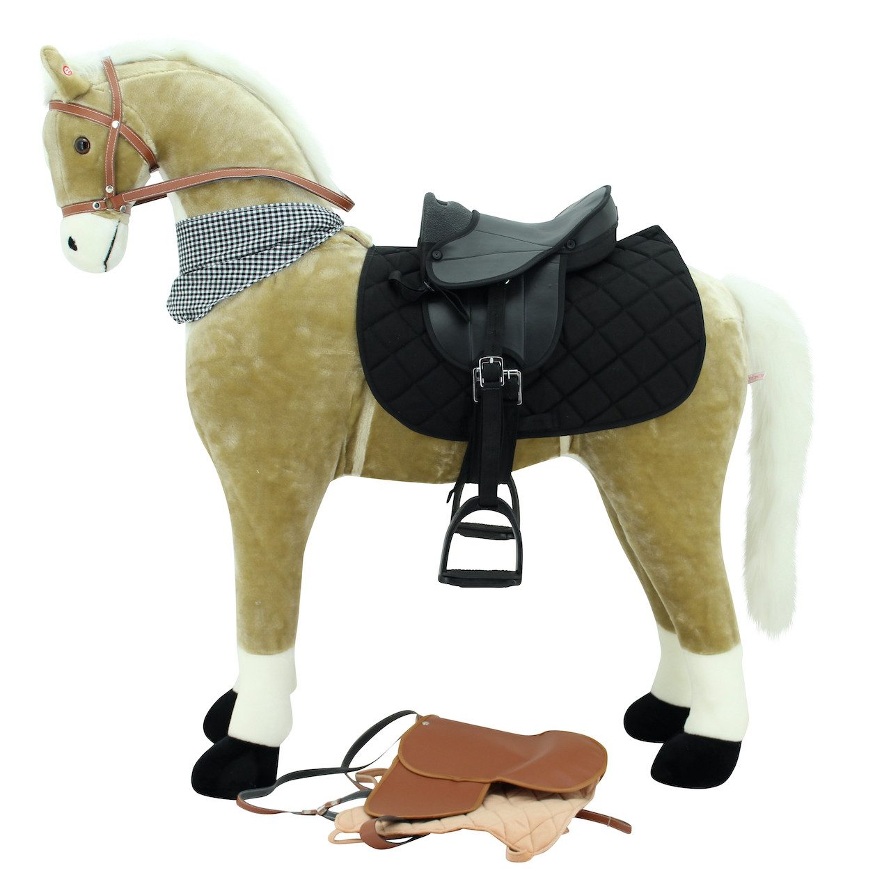 Sweety-Toys Stehpferd Sweety Toys XXL Stehpferd Goldie 120 cm beige & 2 Soundfunktionen