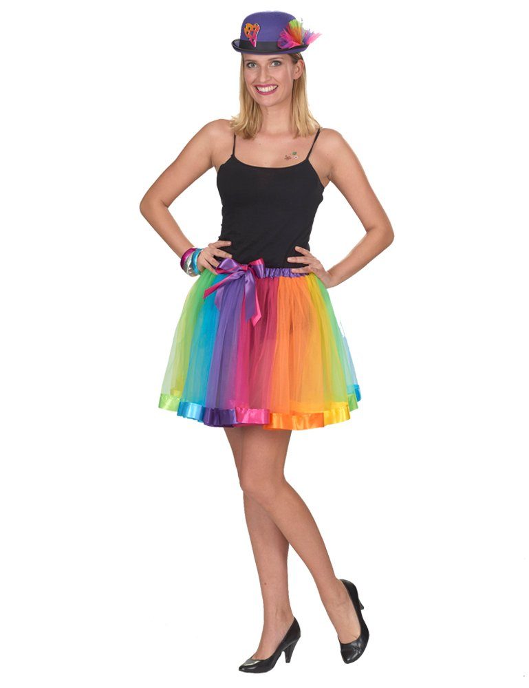 Das Kostümland Kostüm Regenbogen Rainbow Petticoat Rock für Damen - Bunt