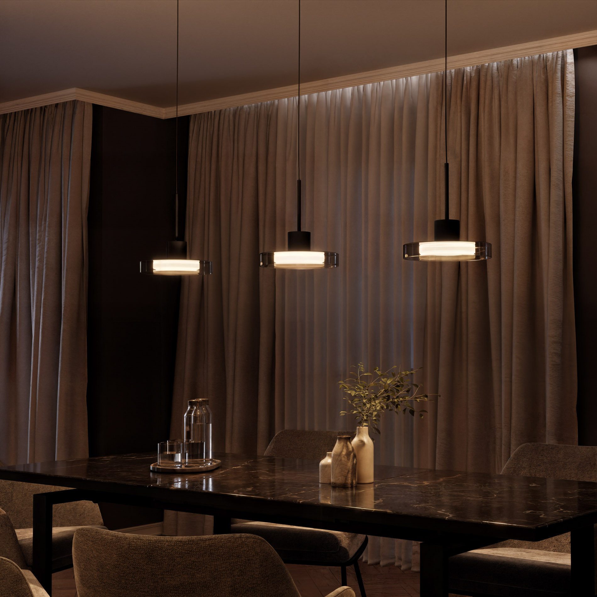 Liadomo LED Pendelleuchte Volos, dimmbar, LED fest integriert, Warmweiß, Neutralweiß, Tageslichtweiß, aus Glas, Fernbedienung inkl., Nachtlicht, Timerfunktion