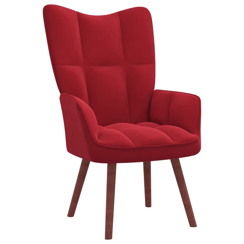 vidaXL Sessel 615 x 69 x 955 cm Relaxsessel Weinrot Samt Polsterstuhl mit Armlehne u von VIDAXL