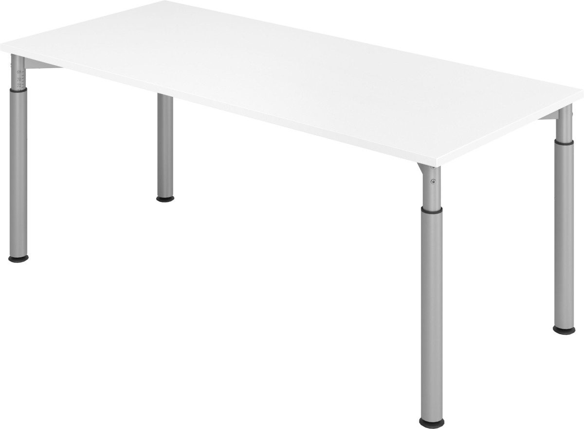 HAMMERBACHER Schreibtisch Schreibtisch 180x80cm Weiß/Silber