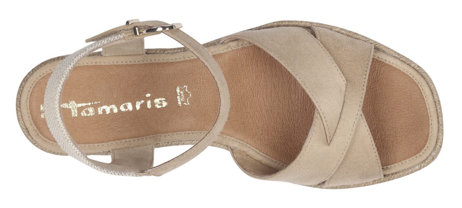 Tamaris Keilsandalette, Riemchensandale, Sommerschuh mit modischer Kreuzbandage