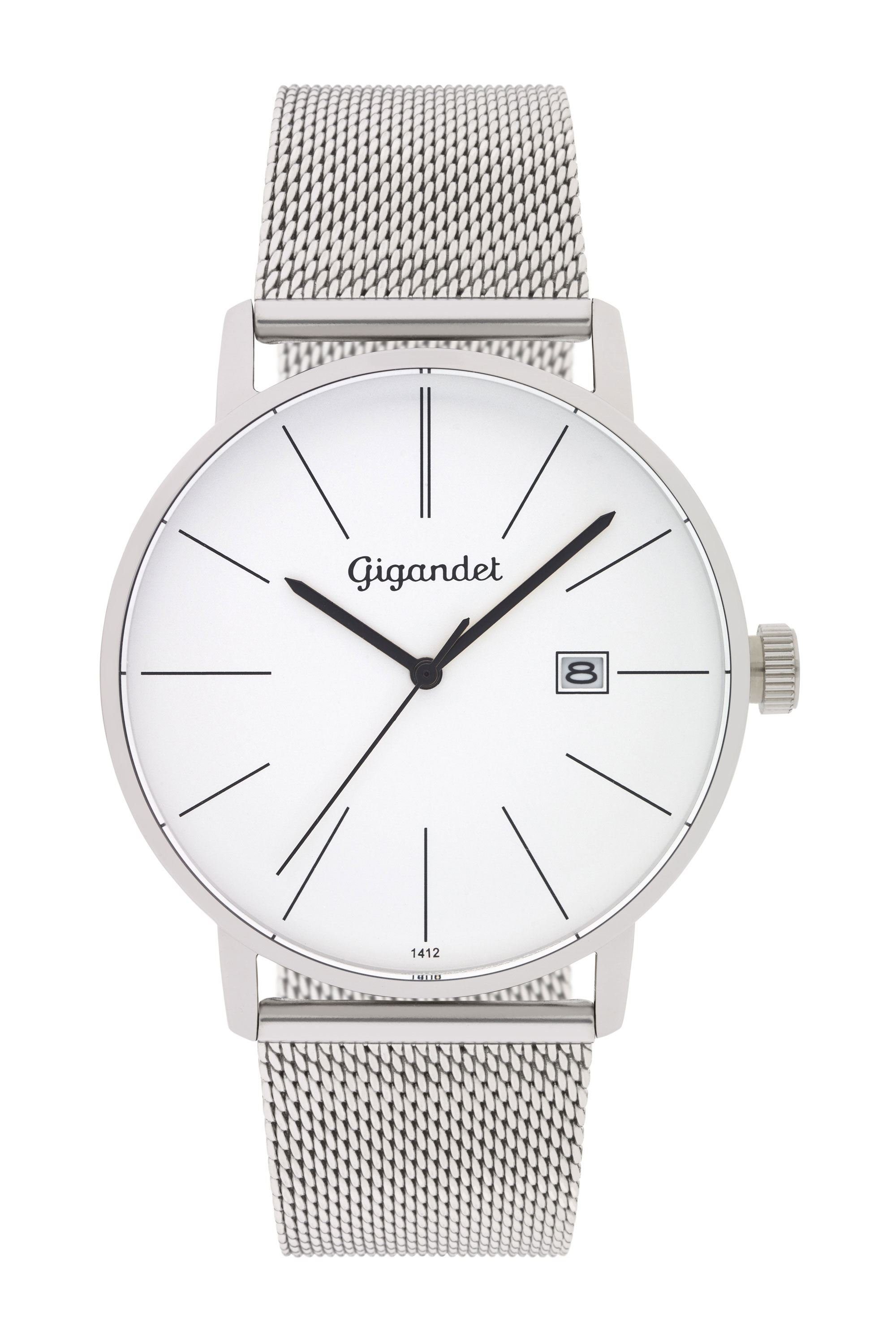 Gigandet Quarzuhr Armbanduhr, Businessuhr, 42mm, MINIMALISM G42-005 G42-005, Mineralglas, Datumsanzeige, Edelstahlband, 3bar/30m wasserfest