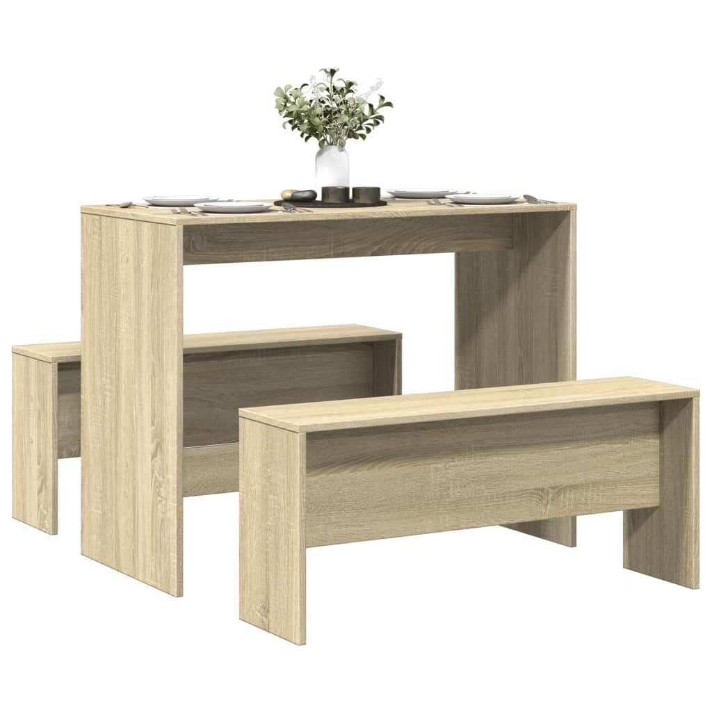 vidaXL Essgruppe 3-tlg. Esstisch und Bank Set Sonoma-Eiche Holzwerkstoff, (1-tlg) – Bild 2 von 5