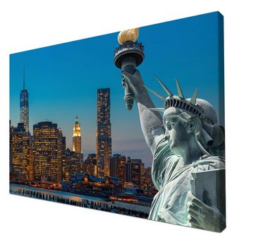 wandmotiv24 Leinwandbild New York Skyline Freiheitsstatue, Städte (1 St), Wandbild, Wanddeko, Leinwandbilder in versch. Größen