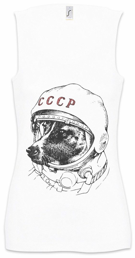 Urban Backwoods Tanktop Space Dog Laika Ärmelloses Damen T-Shirt Rakete Raumschiff Weltall Weltraum Raumfahrer Astronaut Cosmonaut