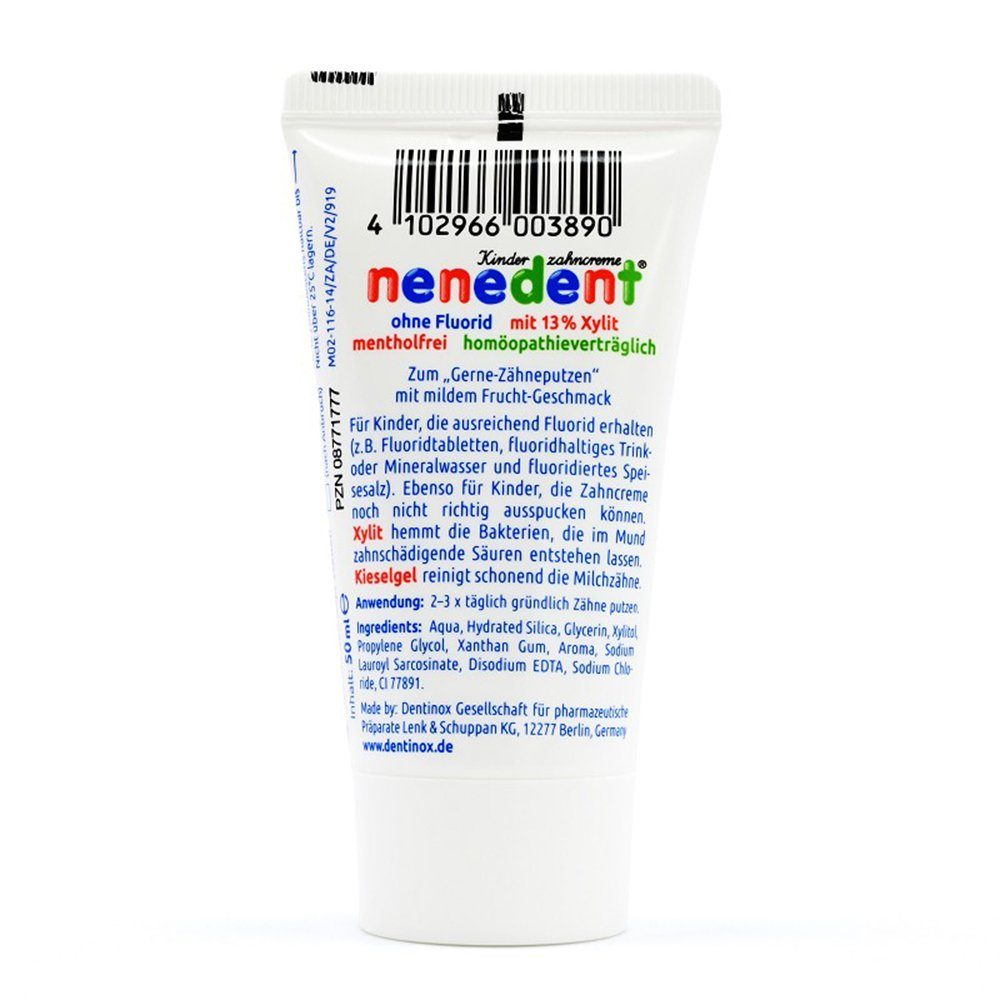 Dentinox Gesellschaft für pharmazeutische Präparate Zahnpasta NENEDENT Kinderzahncreme o.Fluorid Standtube, 50 ml