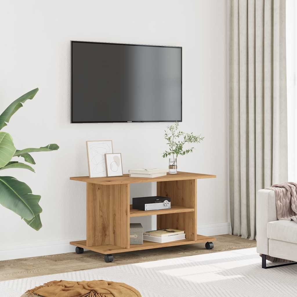 vidaXL TV-Schrank TV-Regal mit Rollen Artisan-Eiche günstig online kaufen