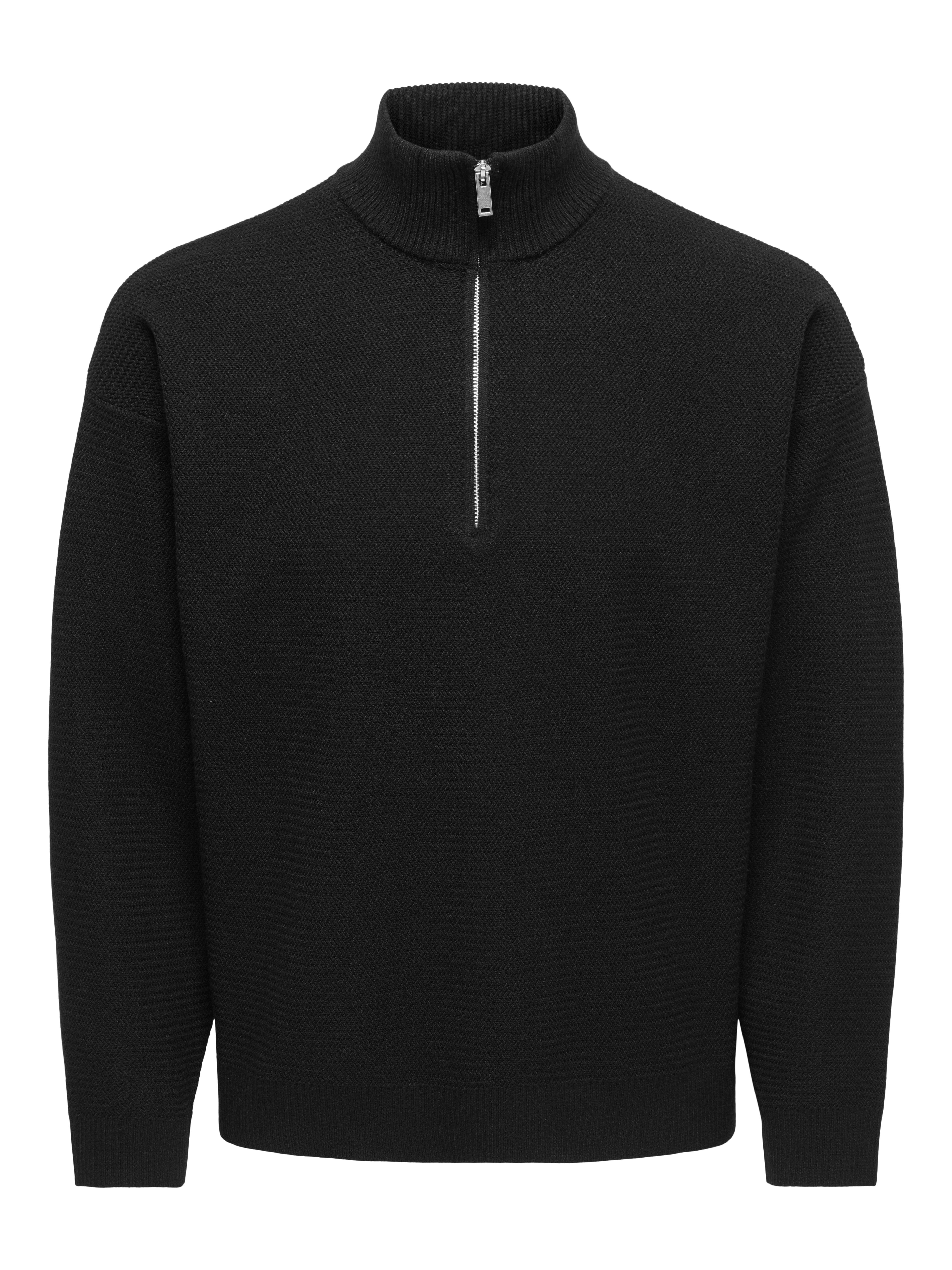 ONLY & SONS Troyer ONSCARTER REG JAQUARD 1/2 ZIP OTL Viskosemischung, regular fit – Bild 4 von 5