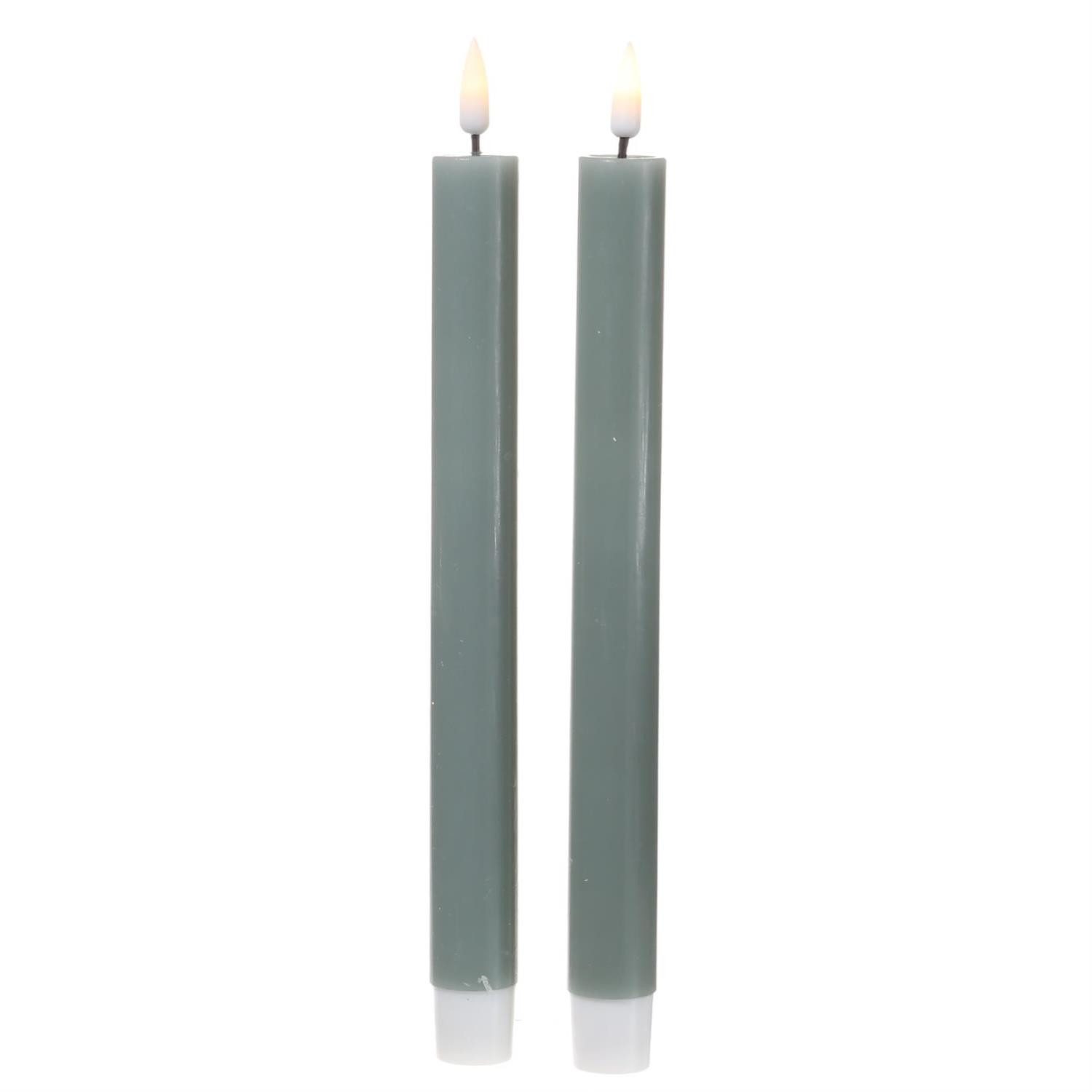 LED-Kerze LED Stabkerzen Mia Diner Tafelkerzen Echtwachs H: 24cm salbeigrün 2St