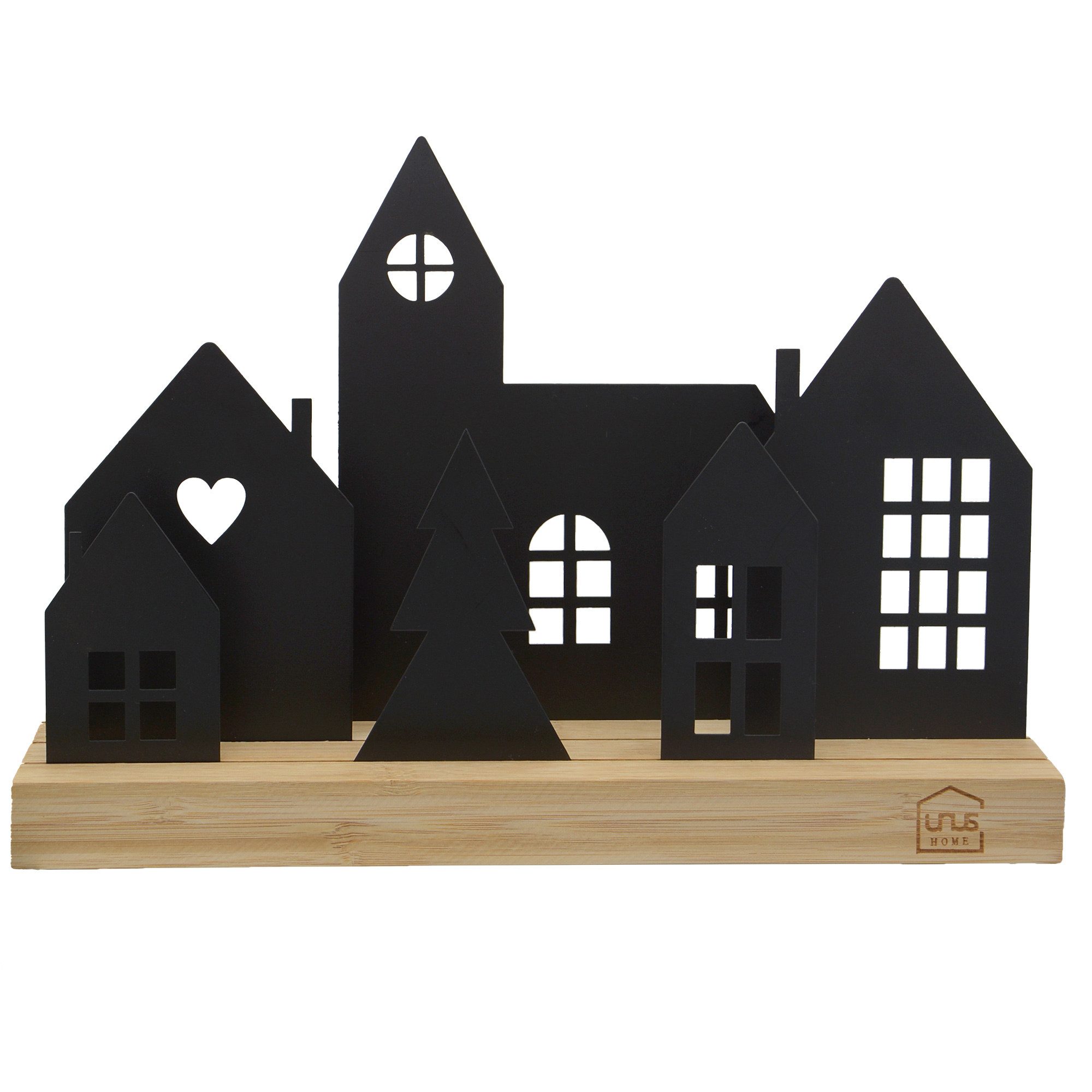 UNUS HOME Dekofigur Aufsteller Häuser Stadt (4 Häuser, 1 Kirche, 1 Baum, sc günstig online kaufen