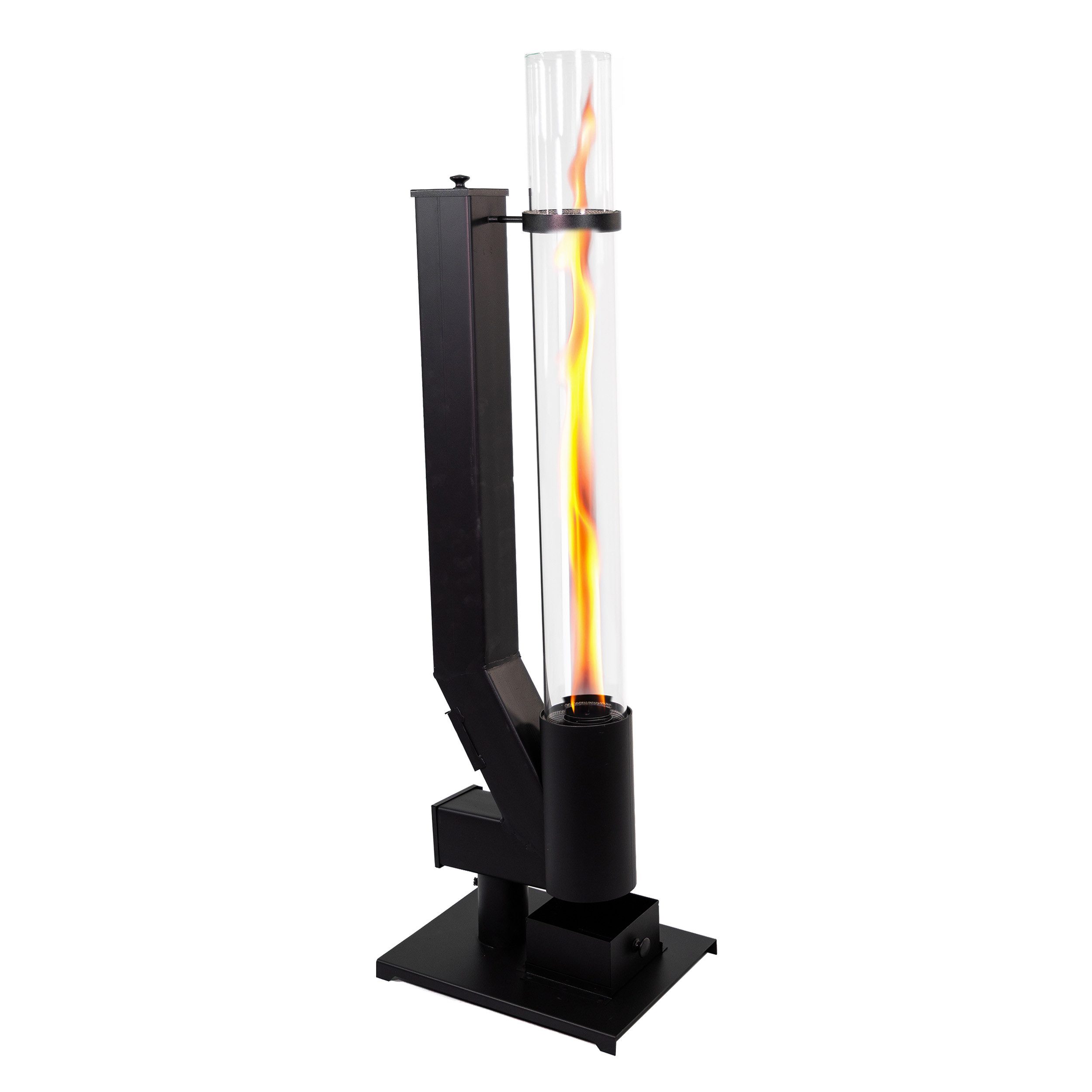 Lemodo Gartenfackel Pelletfackel CORE Feuersäule Outdoor mit Glasröhre Stahl schwarz