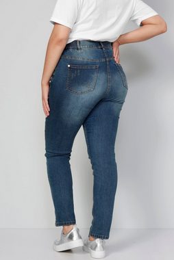 MIAMODA Regular-fit-Jeans Jeans Slim Fit destroyed mit Pailletten 5-Pocket