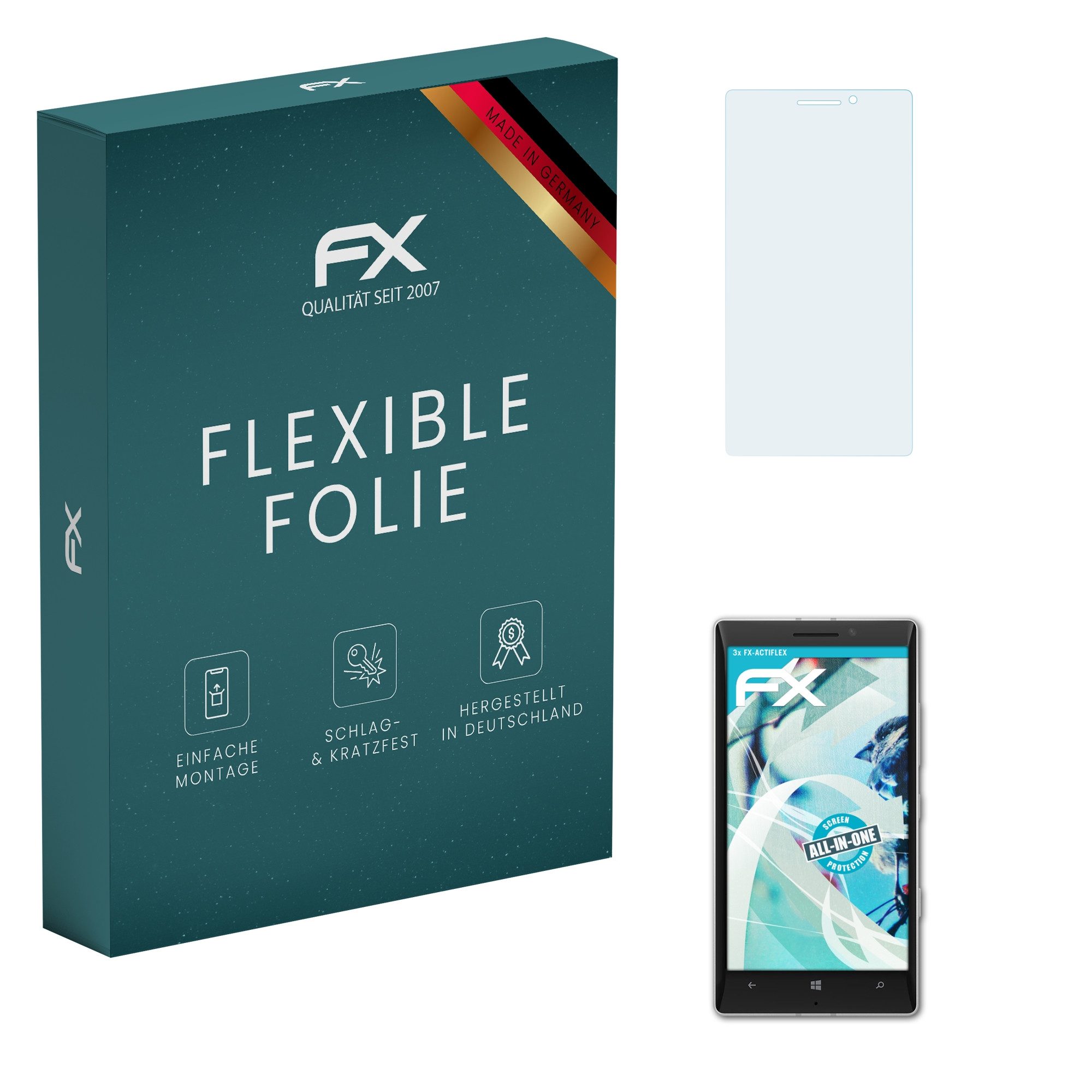 atFoliX Schutzfolie Displayschutzfolie für Nokia Lumia 930, (3 Folien), Ultraklar und flexibel