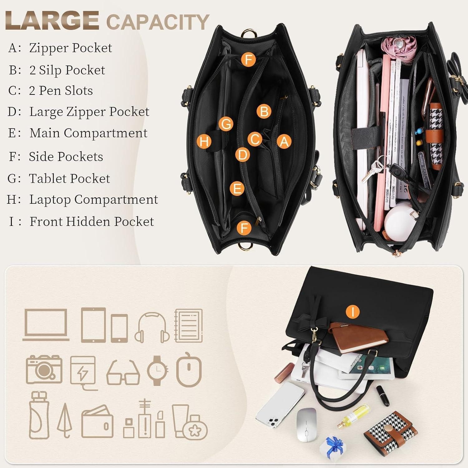 LuxusKollektion Laptoptasche Handtasche Damen Shopper 15.6 Zoll Laptoptasche Wasserdicht PU Leder