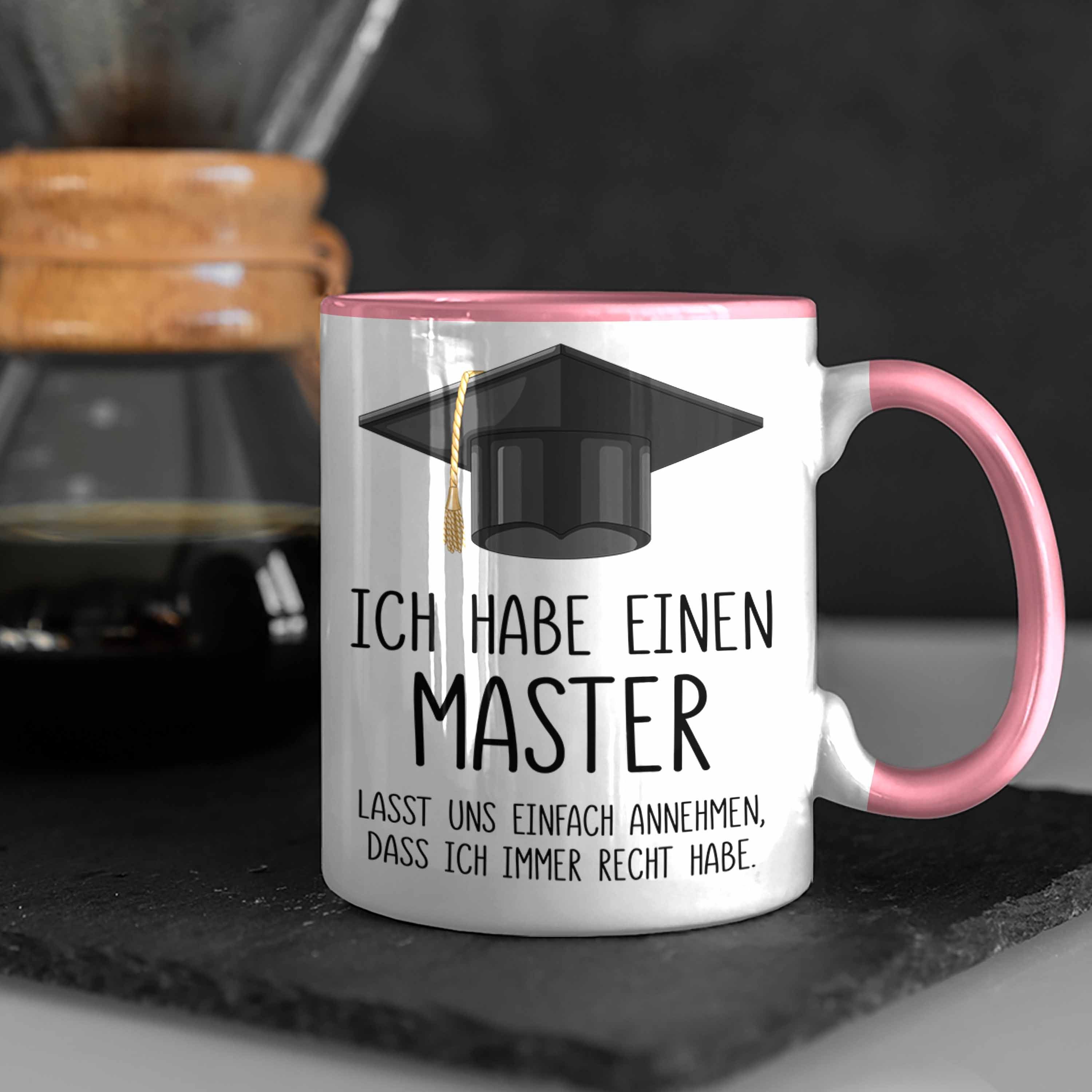 Master Geschenkidee Tasse Geschenk Graduation - Trendation Abschluss Bestanden Trendation Prüfung Spruch Rosa Tasse Master Bestandene