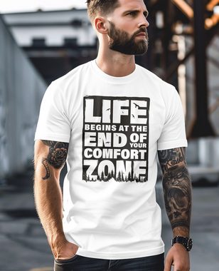 Neverless Print-Shirt Herren T-Shirt Life begins at the end of your Comfort Zone Zitat Quote mit Print