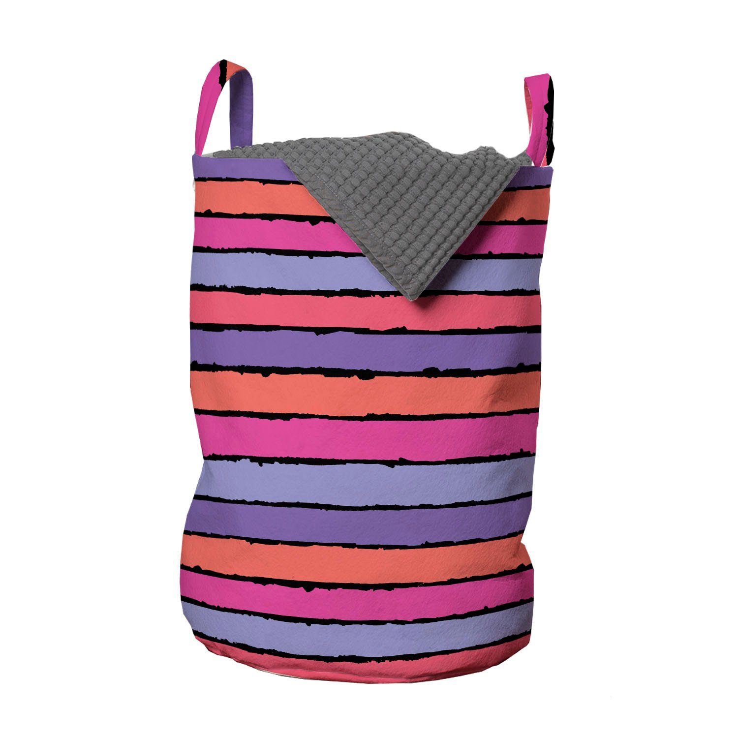 Abakuhaus Wäschesäckchen Wäschekorb mit Griffen Kordelzugverschluss für Waschsalons, Abstrakt Pastellton Bürste Stripes