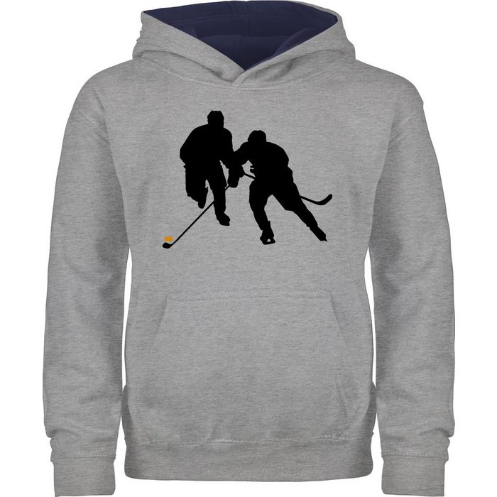 Shirtracer Hoodie Eishockeyspieler - Kinder Sport Kleidung - Kinder Hoodie Kontrast pullover jungs hockey - kapuzenpulli mädchen eishockey