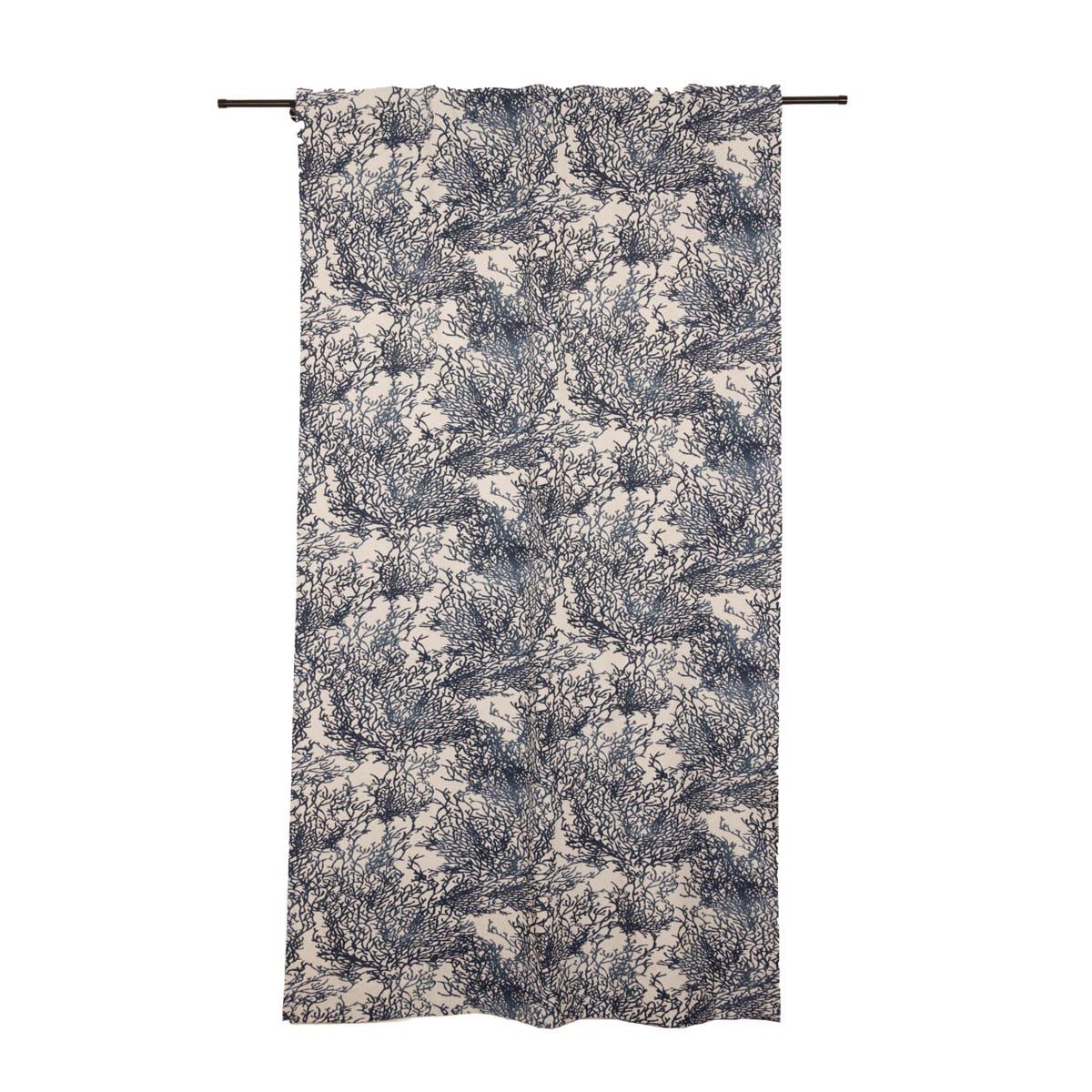 SCHÖNER LEBEN. Vorhang Vorhang Korallen natur blau Smokband 245x130 cm, Smokband, blickdicht, Baumwolle, handmade